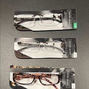 Foster Grant Eyewear Trio - Black, Silver, Tortoise